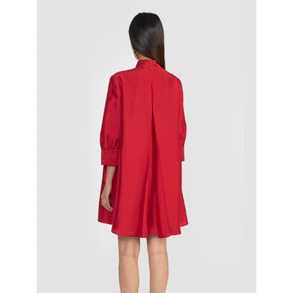 Perona Celine Red Silk A Line Dress