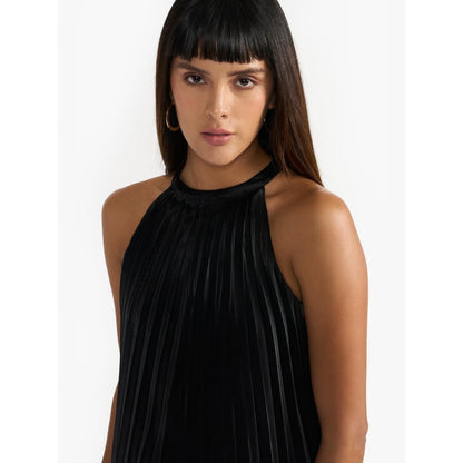 Perona River Black Relaxed Fit A Line Dress