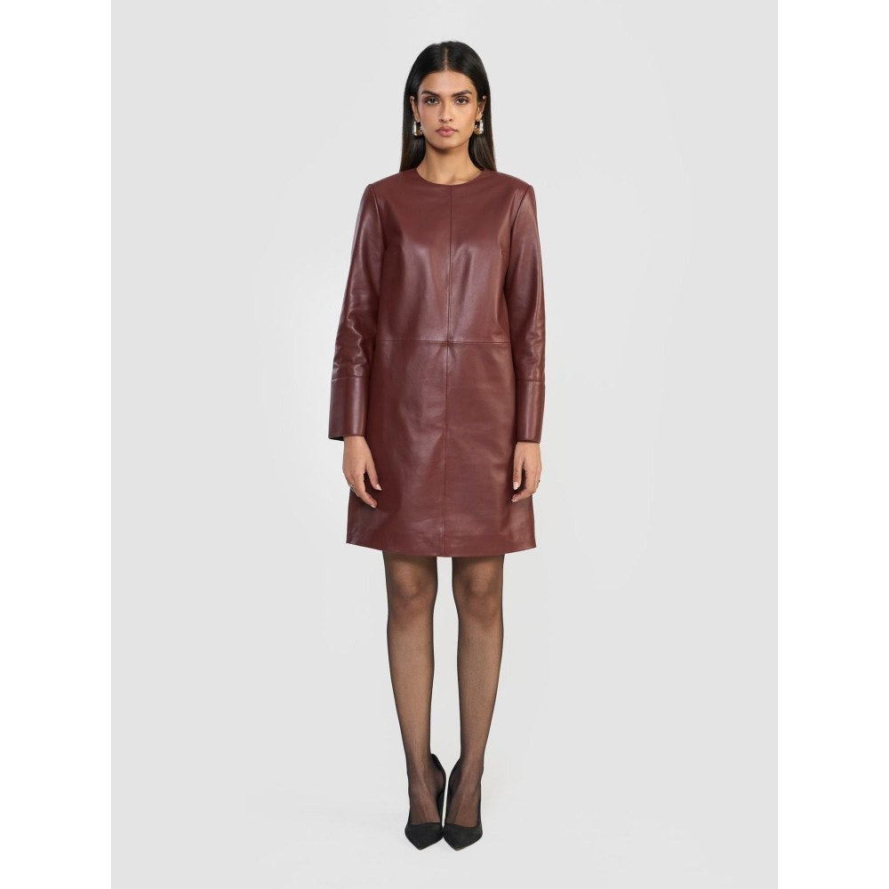 Perona Emma Rust Full Sleeves A Line Dress