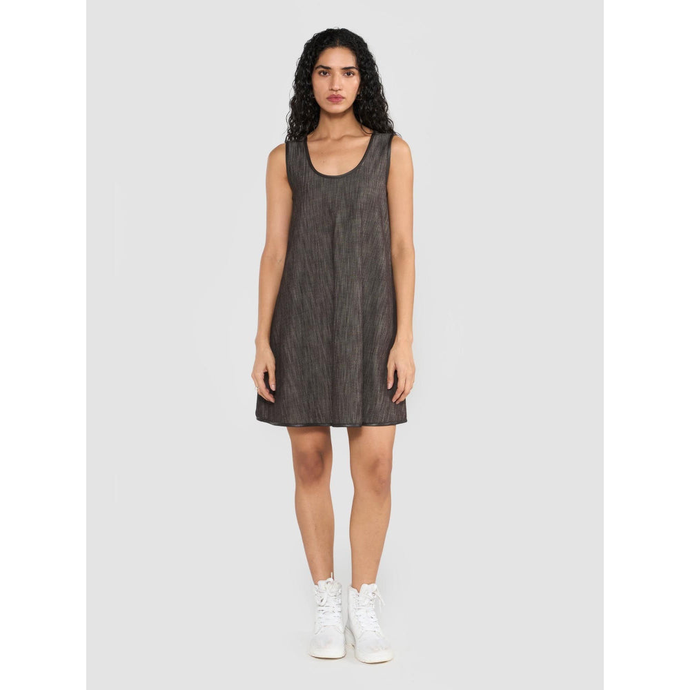 Perona Louisa Brown Scoop Neck A Line Dress
