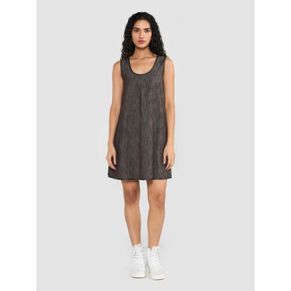 Perona Louisa Brown Scoop Neck A Line Dress