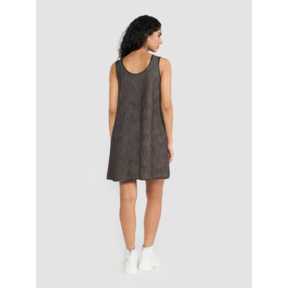 Perona Louisa Brown Scoop Neck A Line Dress