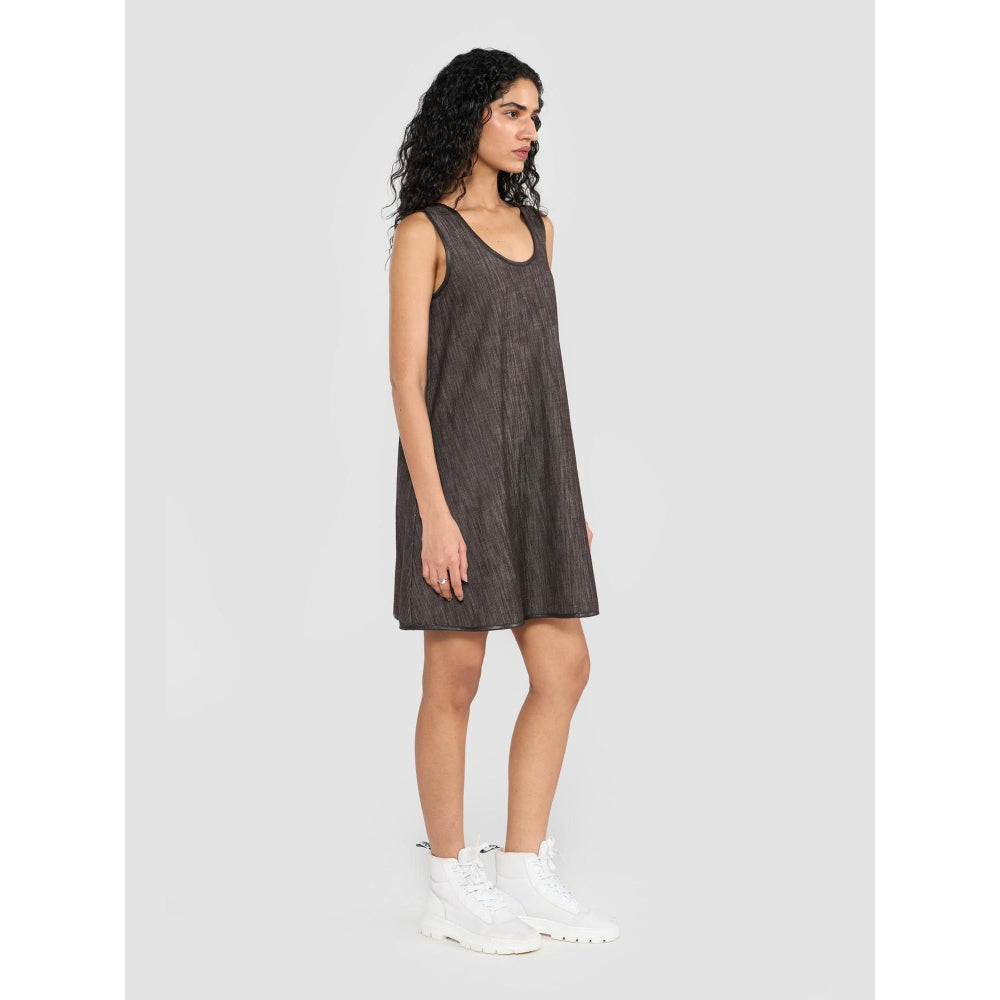 Perona Louisa Brown Scoop Neck A Line Dress