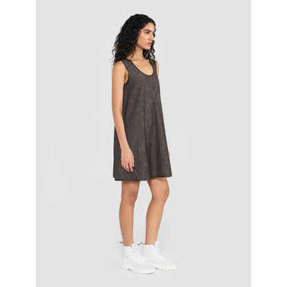 Perona Louisa Brown Scoop Neck A Line Dress