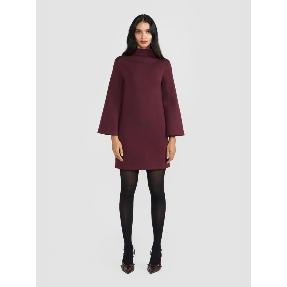 Perona Aliza Wine Bell Sleeves Dress