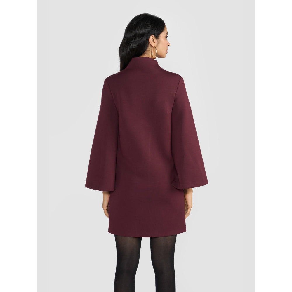 Perona Aliza Wine Bell Sleeves Dress