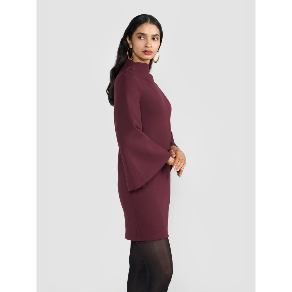 Perona Aliza Wine Bell Sleeves Dress