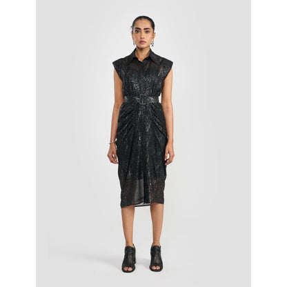 Perona Renata Black Embellished Bodycon Dress