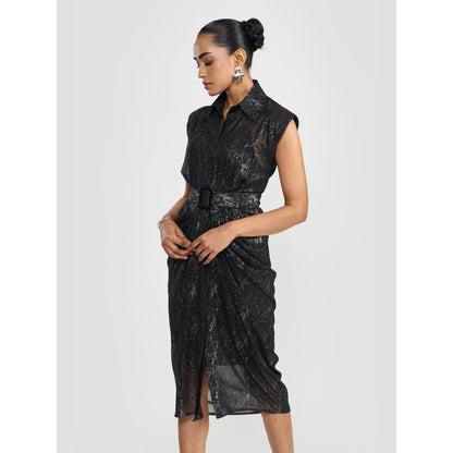 Perona Renata Black Embellished Bodycon Dress