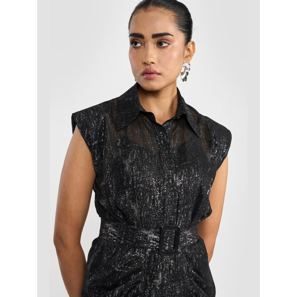 Perona Renata Black Embellished Bodycon Dress