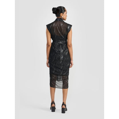 Perona Renata Black Embellished Bodycon Dress