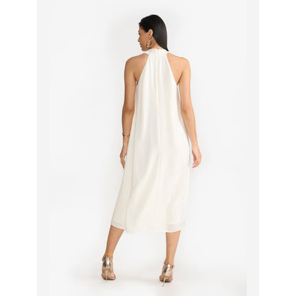 Perona Estrella Ivory Halter Neck A Line Dress