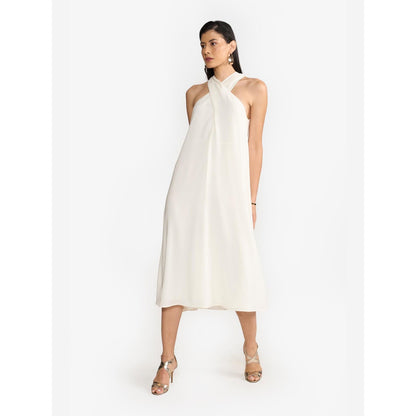 Perona Estrella Ivory Halter Neck A Line Dress