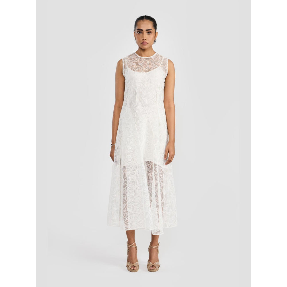 Perona Angela White Sleeveless A Line Dress
