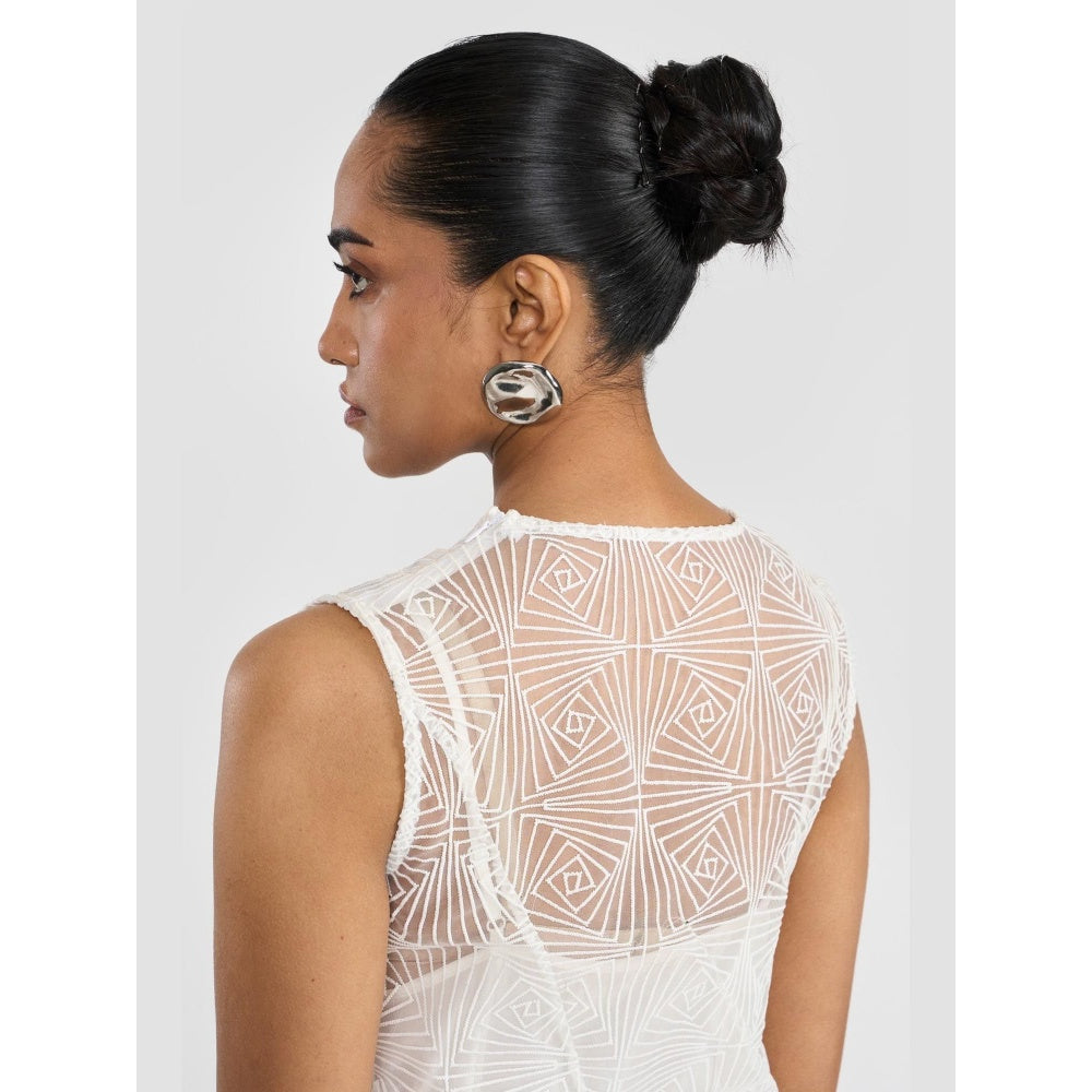Perona Angela White Sleeveless A Line Dress