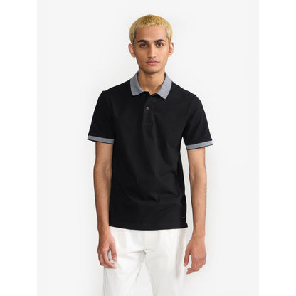 Perona Brady Black Solid Polo T-Shirt