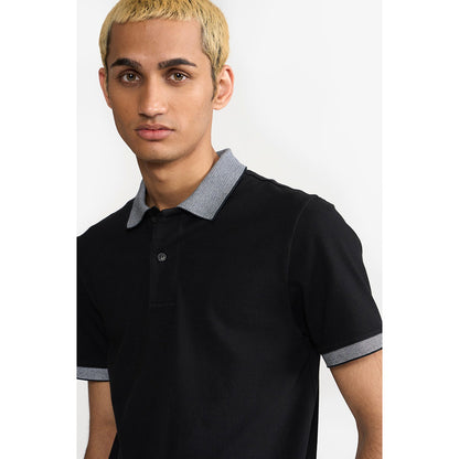 Perona Brady Black Solid Polo T-Shirt
