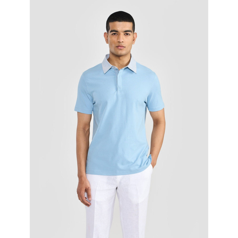 Perona Lorenzo Blue Solid Polo T-Shirt
