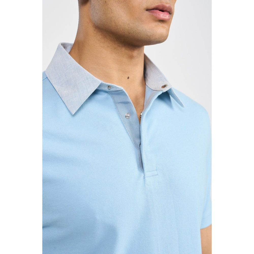 Perona Lorenzo Blue Solid Polo T-Shirt