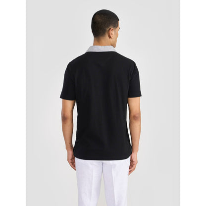 Perona Lorenzo Black Solid Polo T-Shirt