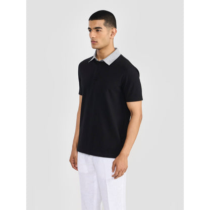 Perona Lorenzo Black Solid Polo T-Shirt