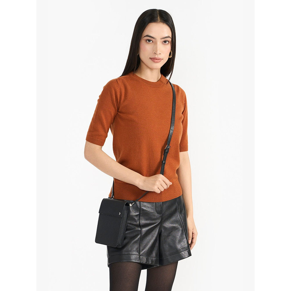 Perona Mindy Brown Round Neck Top