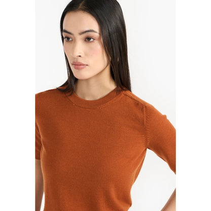 Perona Mindy Brown Round Neck Top