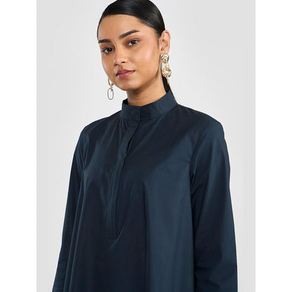 Perona Rosalie Navy Blue Half Sleeves Relaxed Fit Shirt