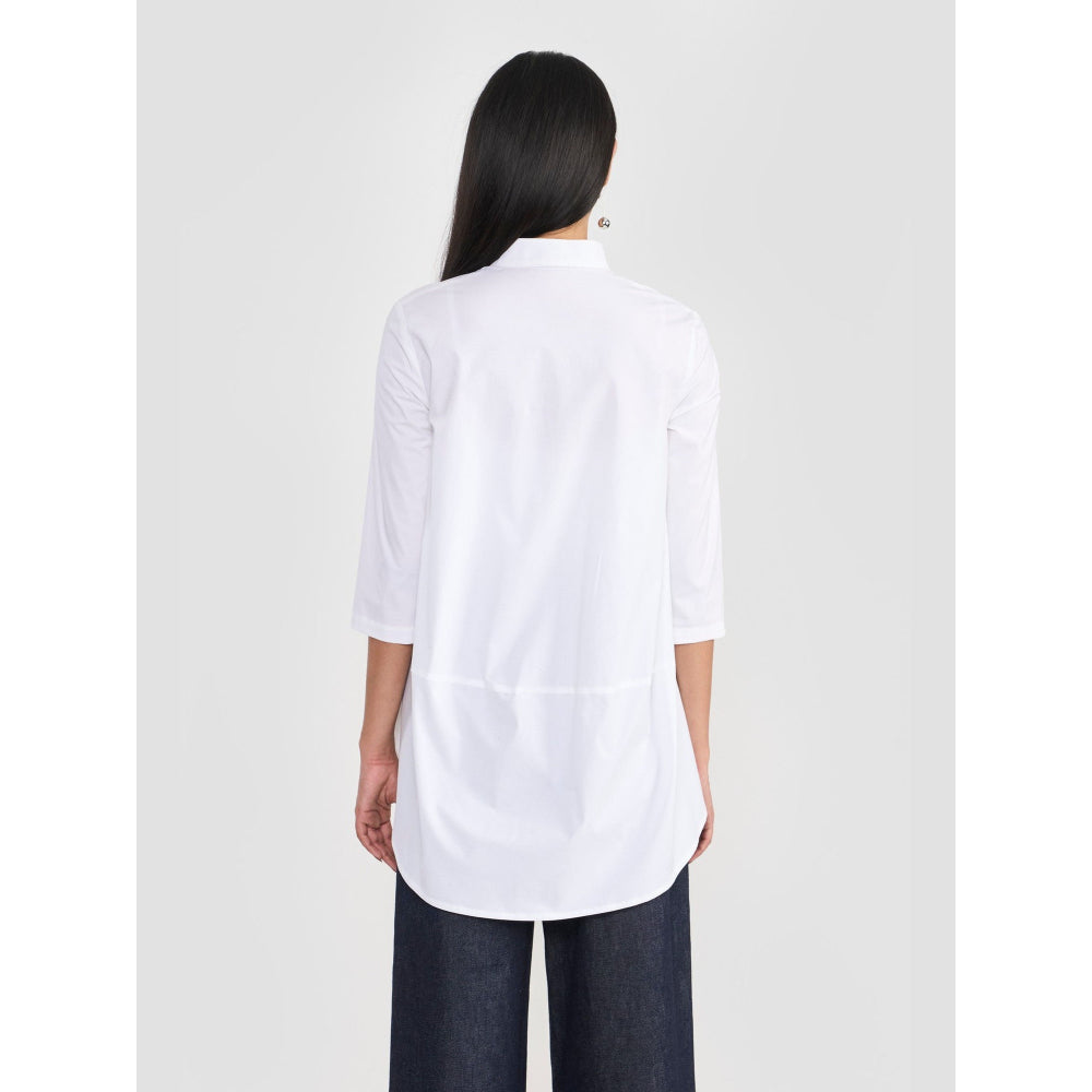 Perona Rosalie White Half Sleeves Relaxed Fit Shirt