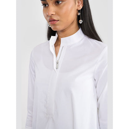 Perona Rosalie White Half Sleeves Relaxed Fit Shirt