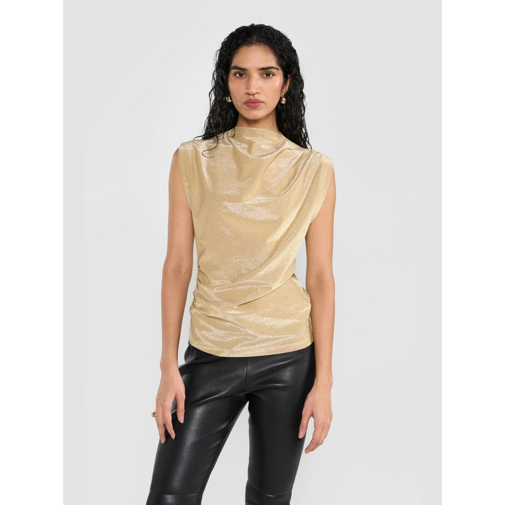 Perona Giselle Gold Sleeveless Top