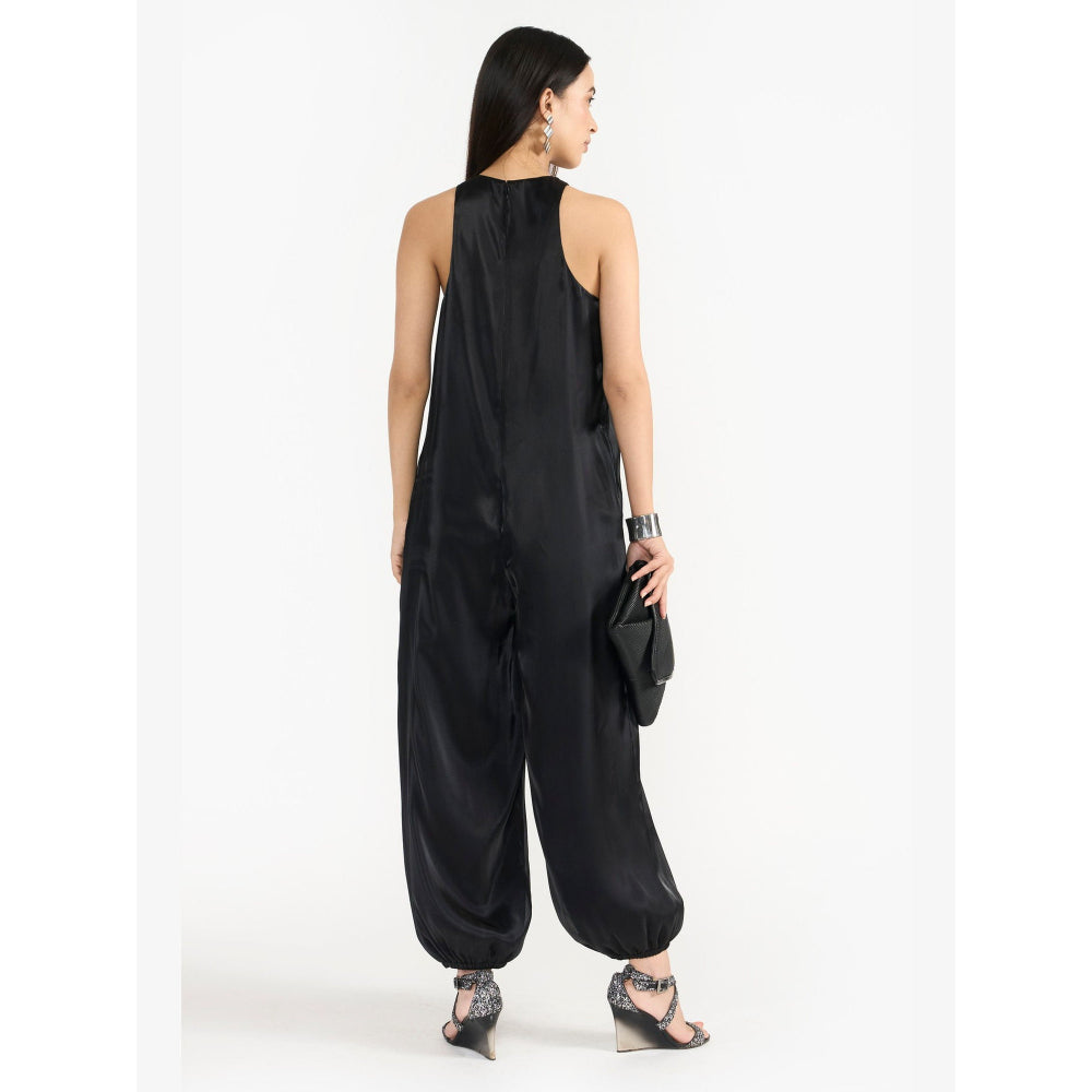 Perona Kendra Black Silk Jumpsuits