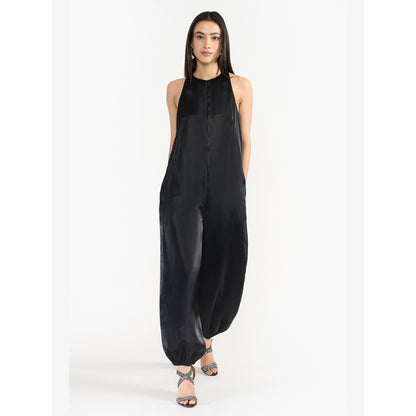 Perona Kendra Black Silk Jumpsuits