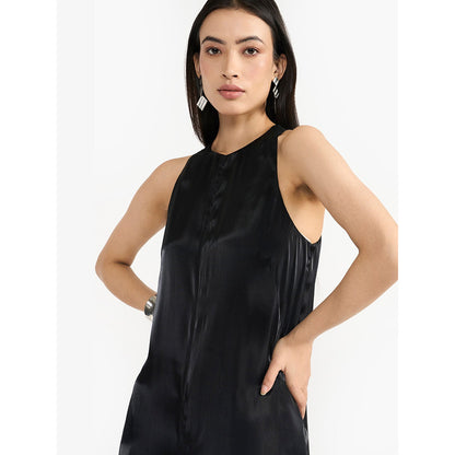 Perona Kendra Black Silk Jumpsuits