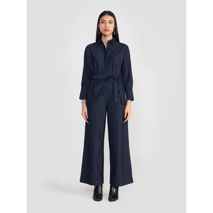 Perona Gracie Navy Blue Relaxed Fit Jumpsuit