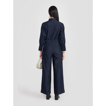 Perona Gracie Navy Blue Relaxed Fit Jumpsuit