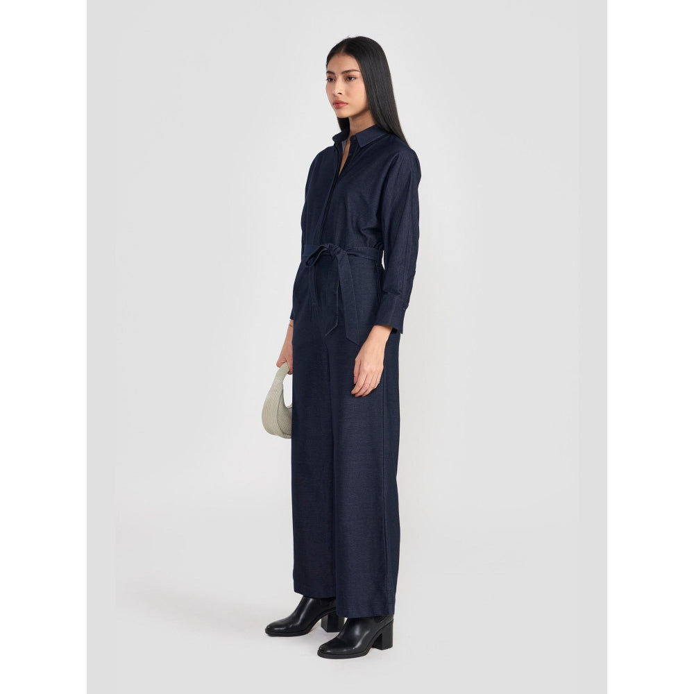 Perona Gracie Navy Blue Relaxed Fit Jumpsuit