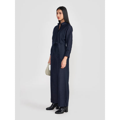 Perona Gracie Navy Blue Relaxed Fit Jumpsuit
