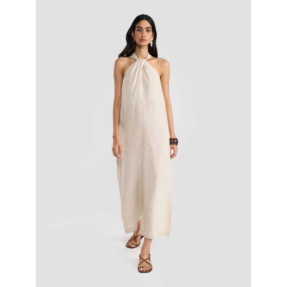 Perona Leilani Beige Linen Jumpsuits