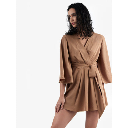 Perona Jenna Brown Bell Sleeves Playsuit