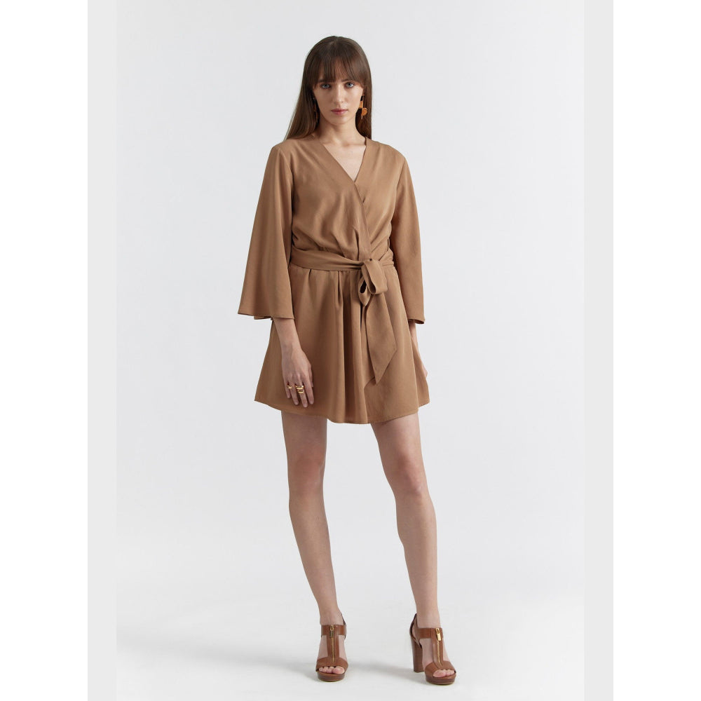 Perona Jenna Brown Bell Sleeves Playsuit
