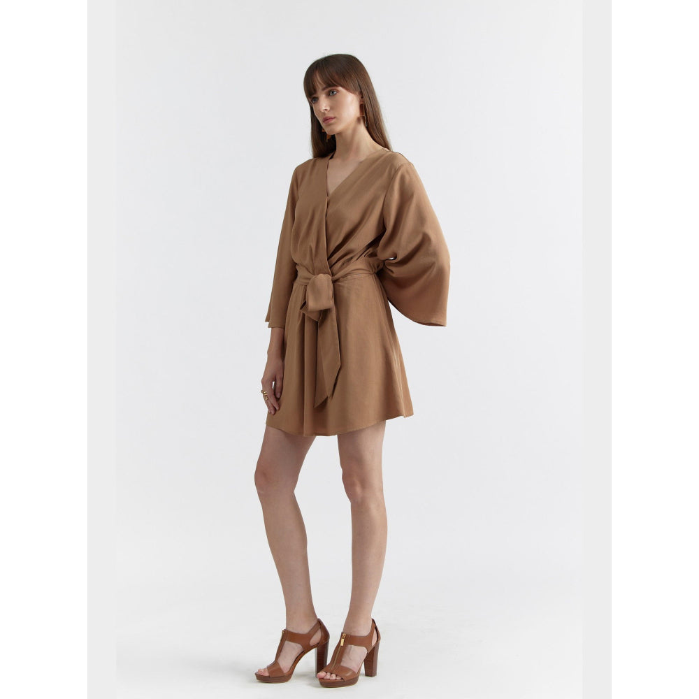 Perona Jenna Brown Bell Sleeves Playsuit