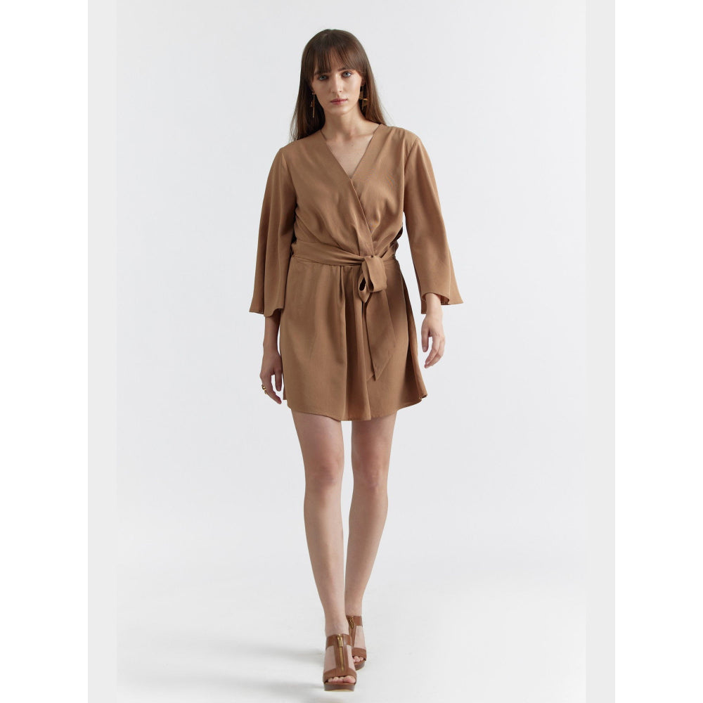 Perona Jenna Brown Bell Sleeves Playsuit