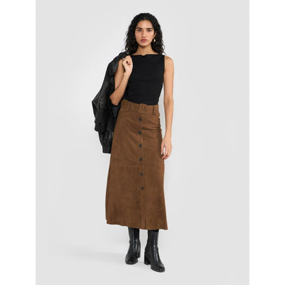 Perona Serena Brown A Line Skirt with Belt