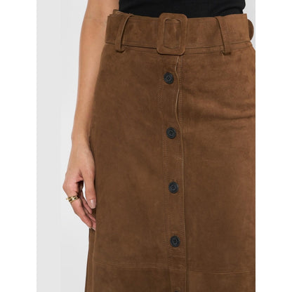 Perona Serena Brown A Line Skirt with Belt