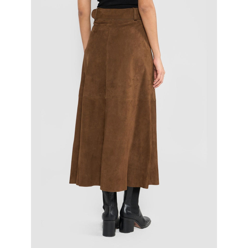 Perona Serena Brown A Line Skirt with Belt