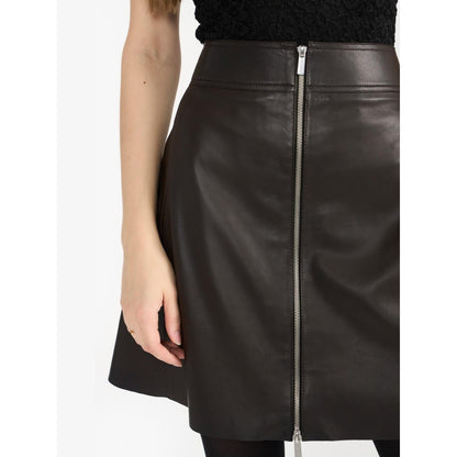 Perona Adalyn Black Leather Mini Skirt