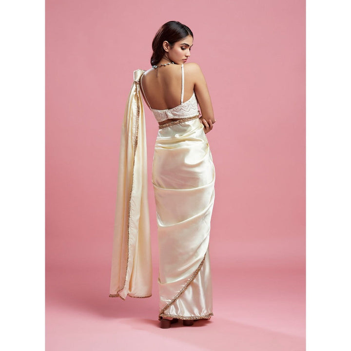 PHATAKAA Ivory Cocktail Saree Without Blouse