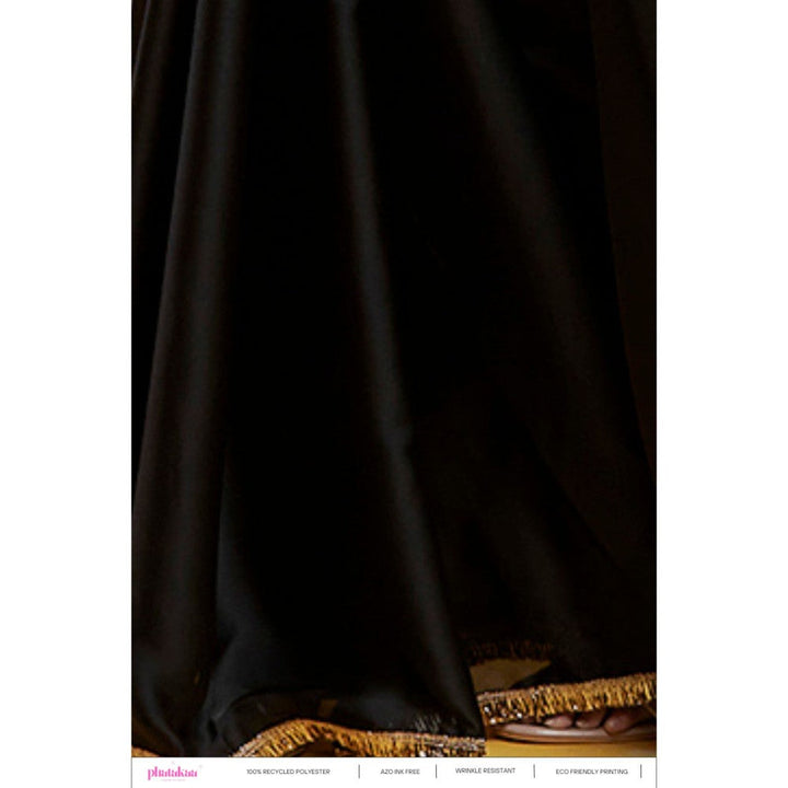 PHATAKAA Black Cocktail Saree With Stitched Blouse