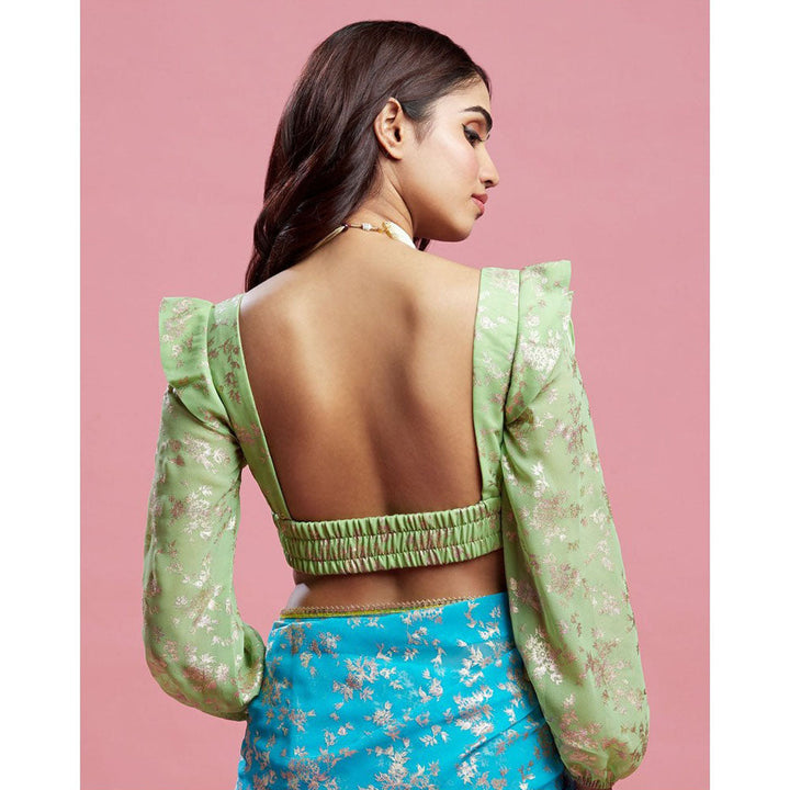 PHATAKAA Lime Barfi Front Tie-Up Blouse